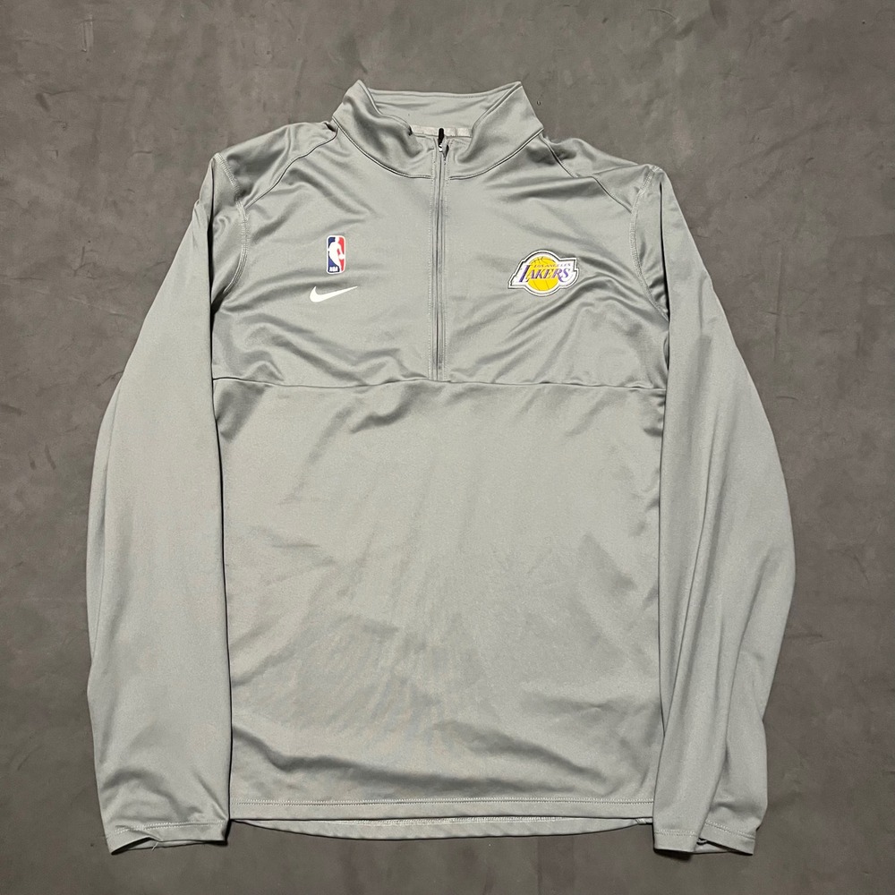 Nike Los Angeles Lakers Quarter Zip Pullover Mens Large Grey NBA Dri-Fit